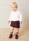 Tartan Peter Pan Collar Shirt And Bloomer Set In Red (6mths-2yrs) TWO PIECE SETS  from Pepa London US