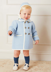 Austrian Double Breasted Wool Baby Coat in Baby Blue (6mths-4yrs) COATS from Pepa London US