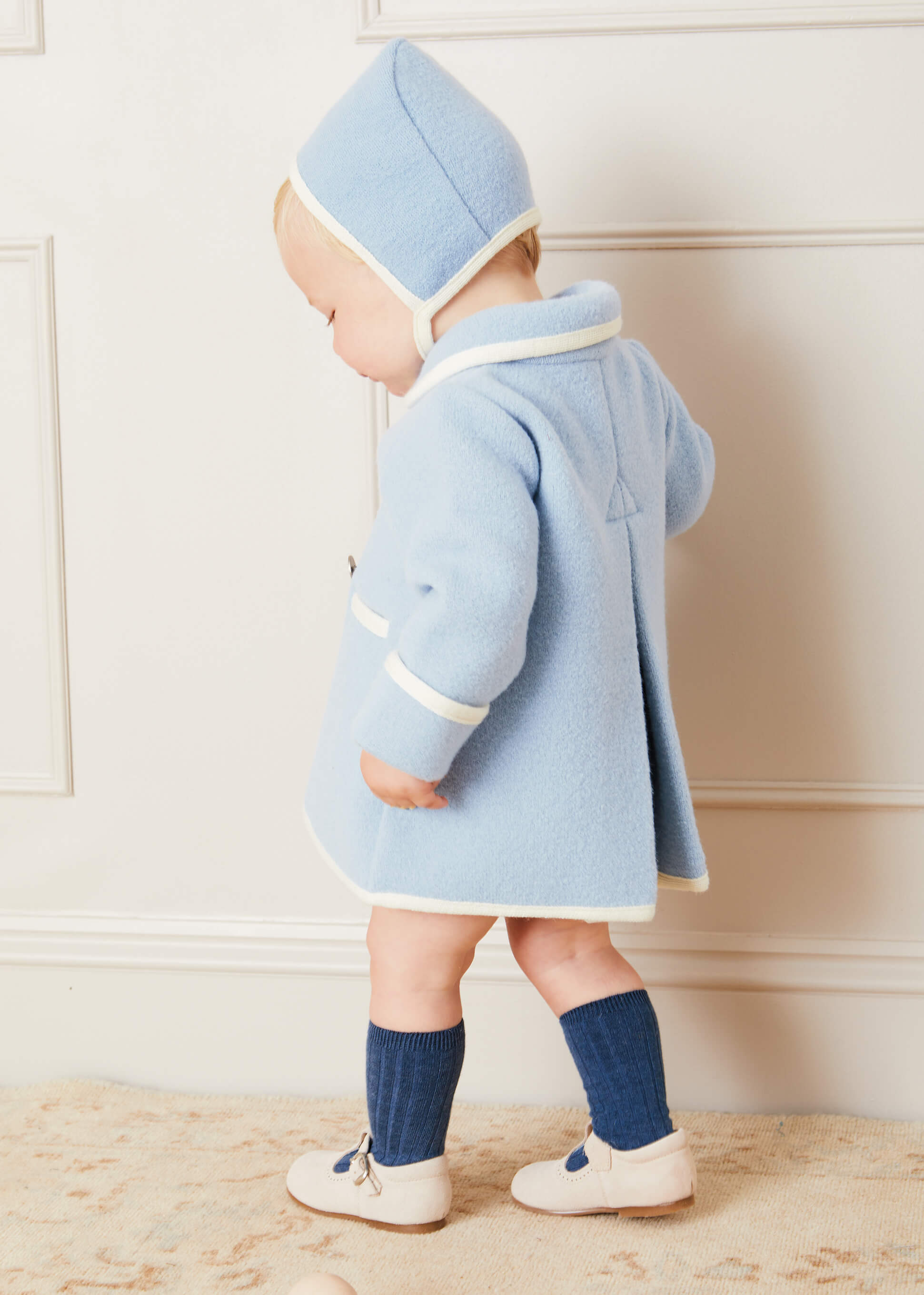 Austrian Double Breasted Wool Baby Coat in Baby Blue (6mths-4yrs) Coats from Pepa London US