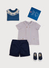 Thin Stripe Peter Pan Collar Short Sleeve Shirt in Red (12mths-3yrs) Shirts  from Pepa London US