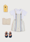 Light Striped Dungarees in White (18mths-3yrs) Dungarees  from Pepa London US