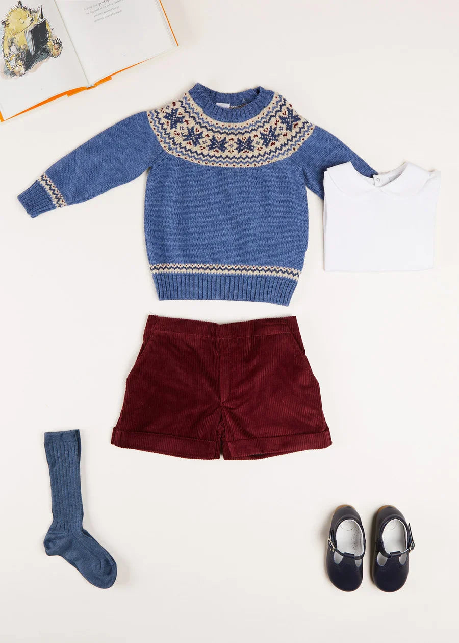 The Classic Blue Fair Isle Merino Wool Jumper Baby Boy Look LOOK from Pepa London US