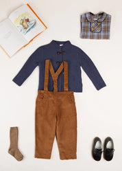 The Brown Corduroy Trousers with Braces Baby Boy Look LOOK from Pepa London US