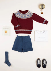 The Classic Burgundy Fair Isle Merino Wool Jumper Baby Boy Look LOOK from Pepa London US
