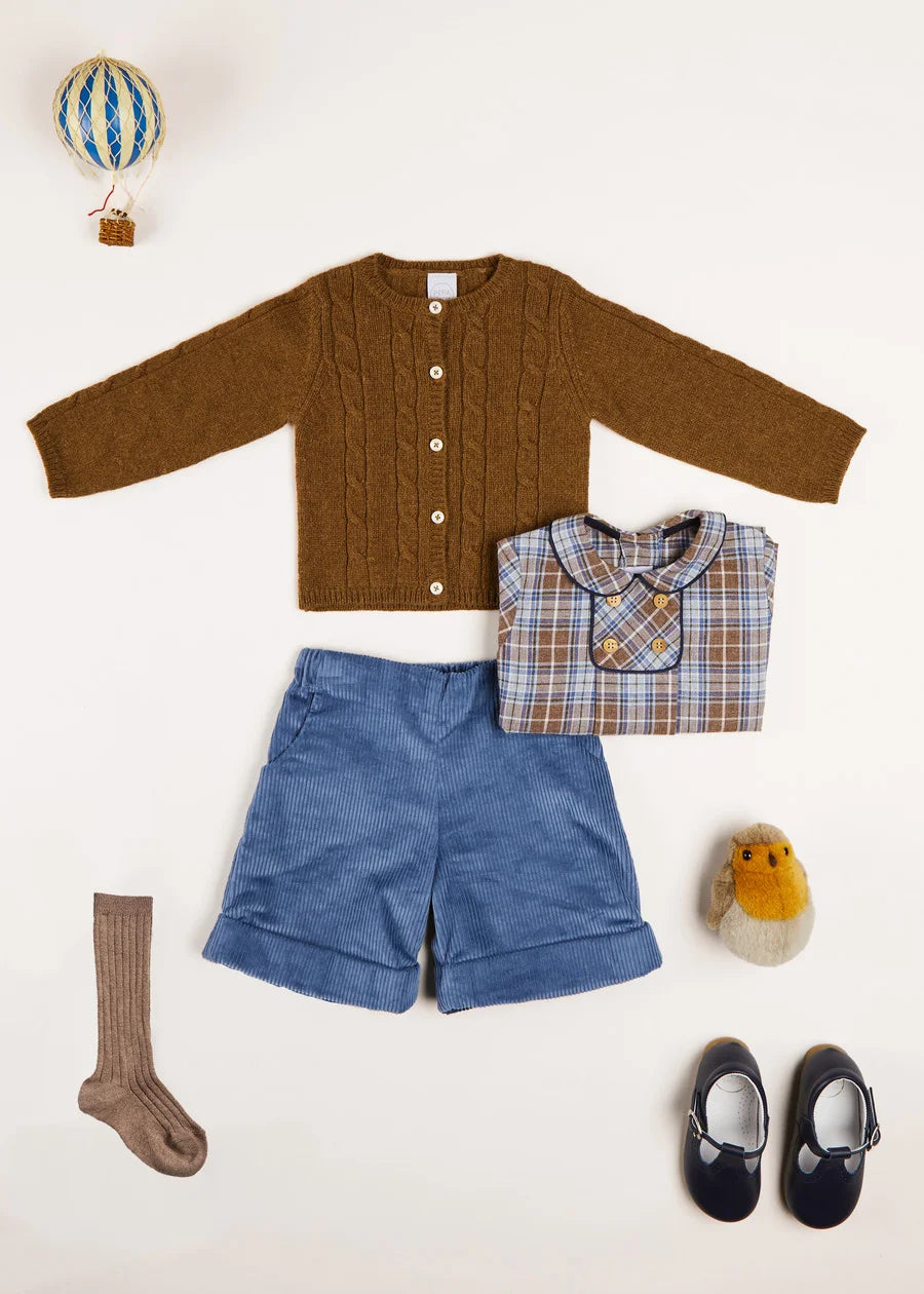 Corduroy Elasticated Waist Shorts in Blue (18mths-3yrs) SHORTS from Pepa London US
