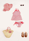 Annie Floral Print Bow Detail Two Piece Swimsuit in Pink (12mths-6yrs) Swimwear  from Pepa London US