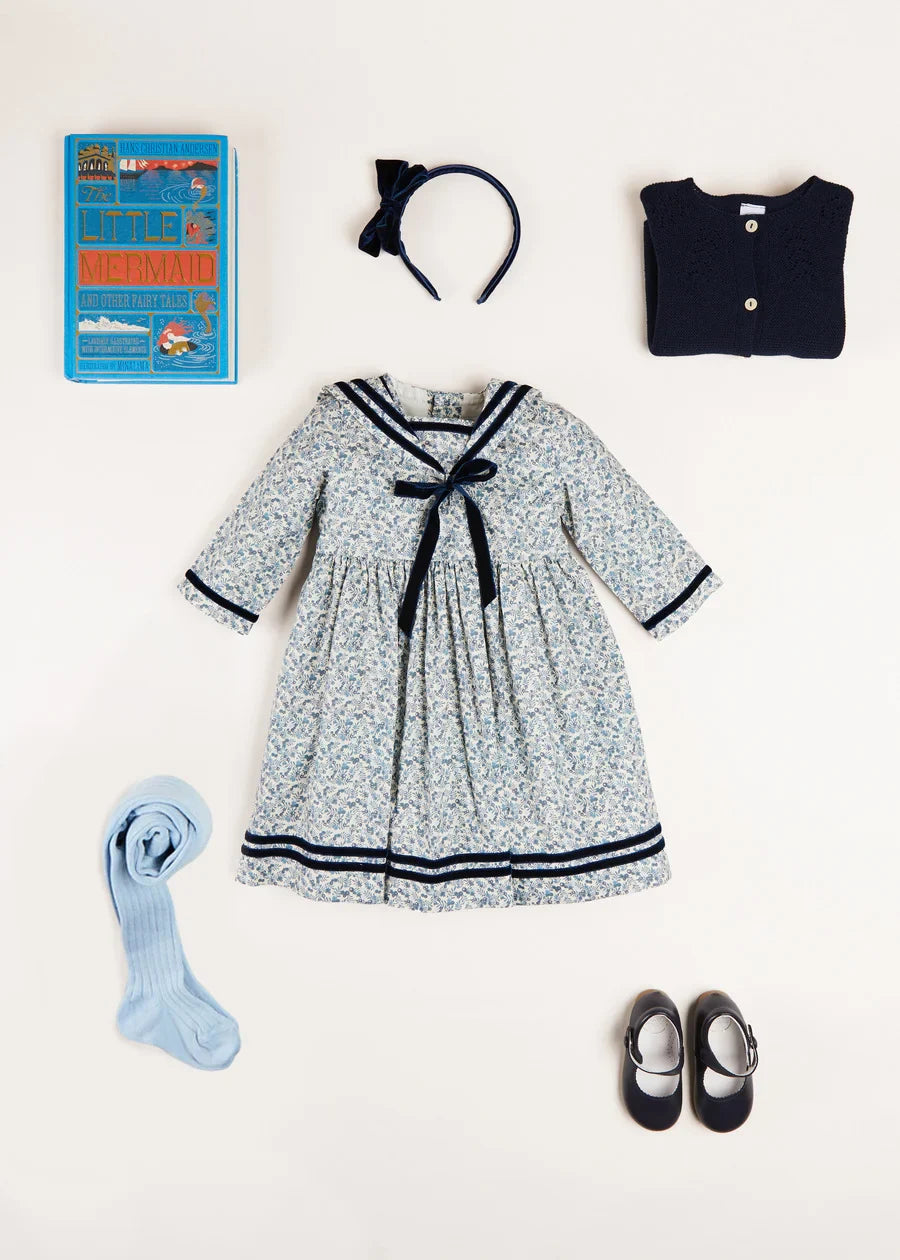 The Blue Floral Evelyn Mariner Dress Baby Girl Look LOOK from Pepa London US