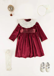 The Velvet Burgundy Dress Baby Girl Look Look  from Pepa London US