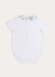 Audrey Toile Peter Pan Collar Bodysuit in Blue (1mth-2yrs) Tops & Bodysuits from Pepa London US