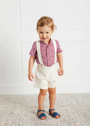 Button Detail Shorts with Braces in Beige (18mths-4yrs) Shorts from Pepa London US