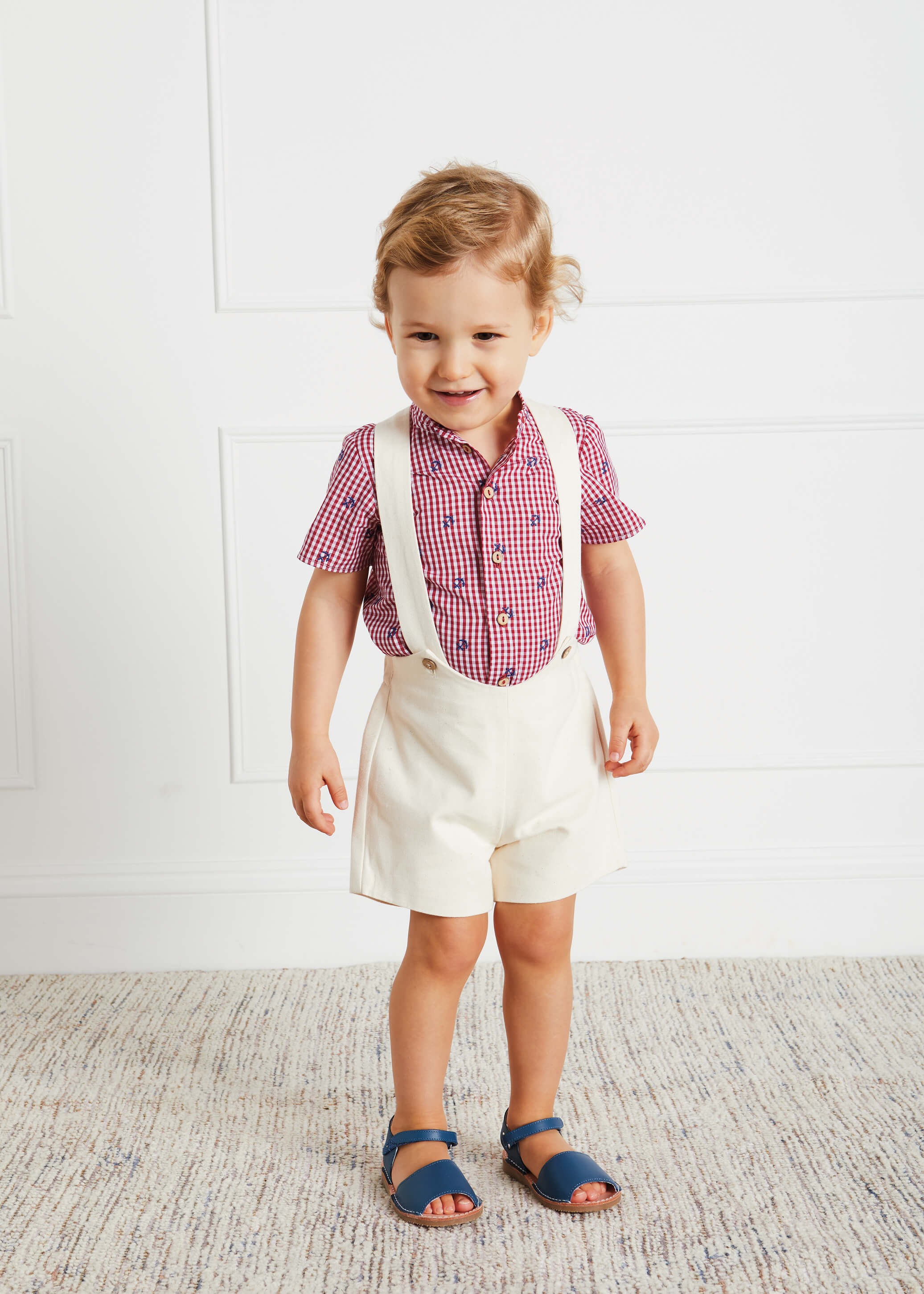 Button Detail Shorts with Braces in Beige (18mths-4yrs) Shorts from Pepa London US
