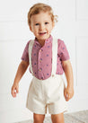 Button Detail Shorts with Braces in Beige (12mths-3yrs) Shorts  from Pepa London US