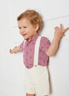 Button Detail Shorts with Braces in Beige (12mths-3yrs) Shorts  from Pepa London US