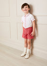 Peter Pan Collar Short Sleeve Two Piece Set in Red (12mths-6yrs)   from Pepa London US