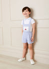 Nautical Striped Boat Embroidery Short Dungarees in Blue (18mths-4yrs) Dungarees  from Pepa London US