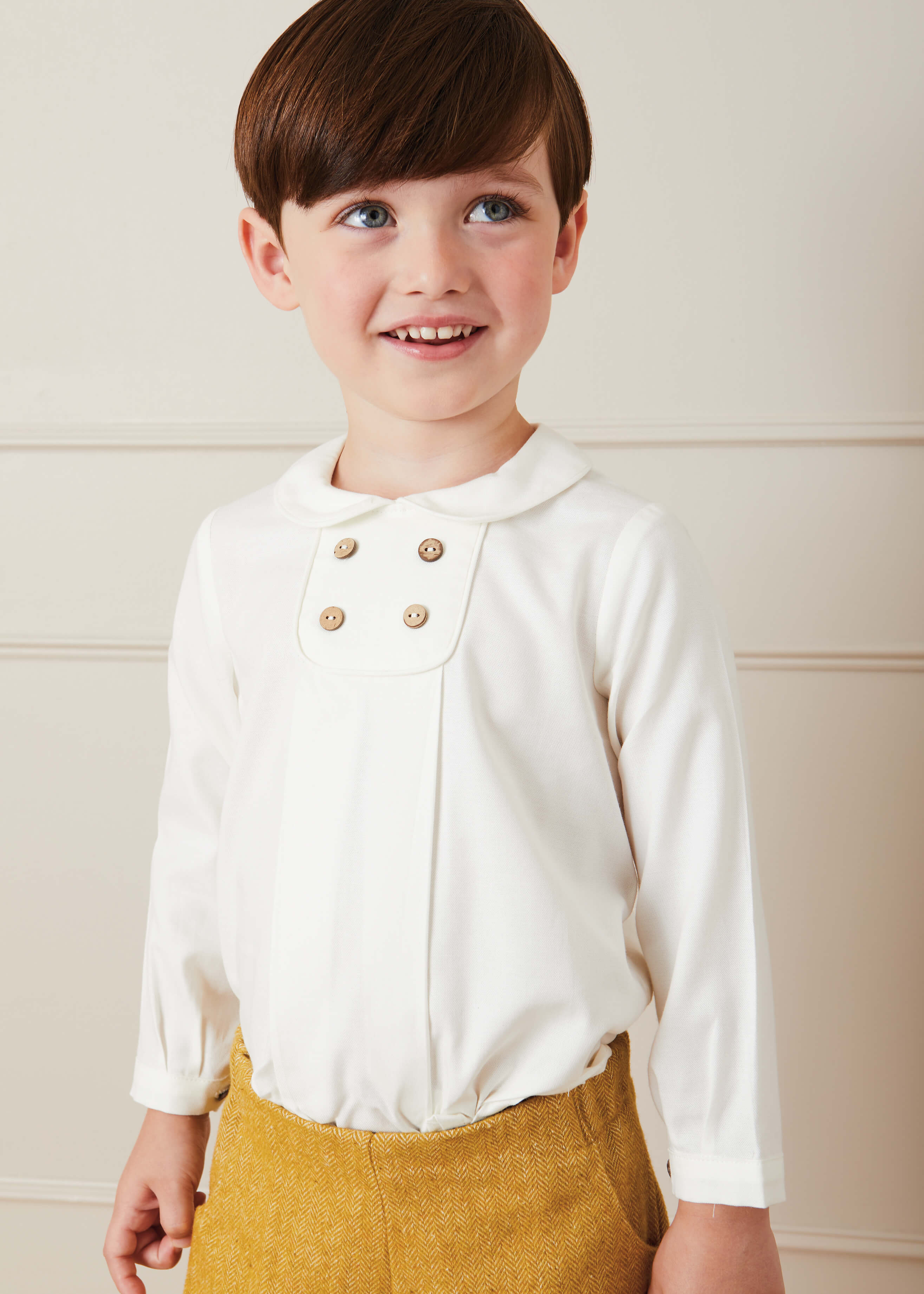 White Peter Pan Collar Shirt With Front Buttons (12mths-3yrs) Shirts from Pepa London US