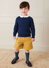 Herringbone Elasticated Waist Shorts in Mustard (18mths-3yrs) Shorts  from Pepa London US