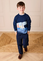Seaside Postcard Knitted Jumper in Navy (18mths-6yrs) Knitwear from Pepa London US