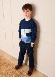 Seaside Postcard Knitted Jumper in Navy (18mths-6yrs) Knitwear from Pepa London US