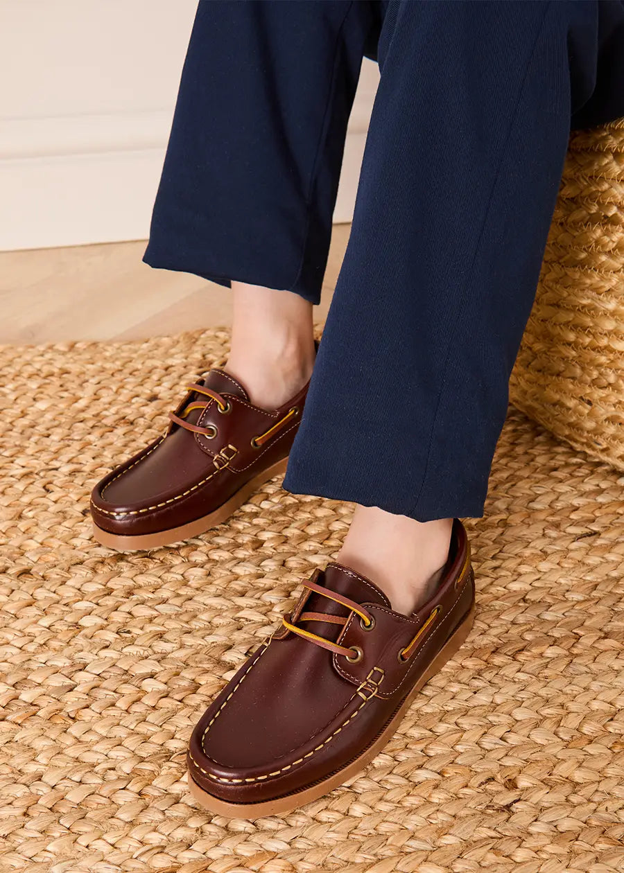 Leather Boat Shoes in Tan (26-34EU) SHOES from Pepa London US