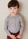 Checked Peter Pan Collar Long Sleeve Shirt In Beige (12mths-3yrs) SHIRTS from Pepa London US
