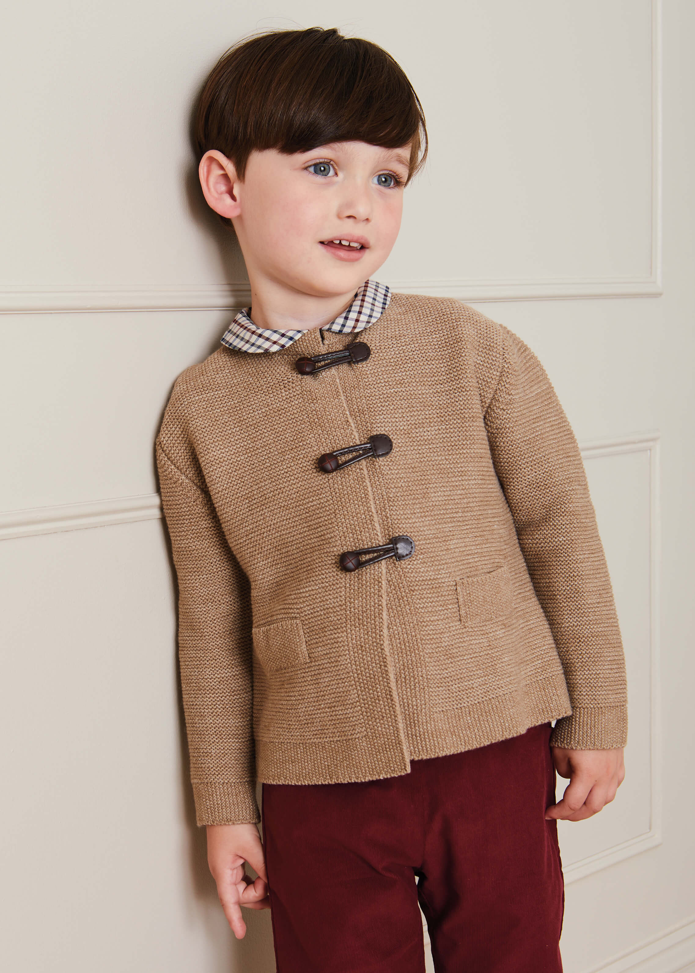 Toggle Fastening Knitted Cardigan in Oatmeal (12-10yrs) Knitwear  from Pepa London