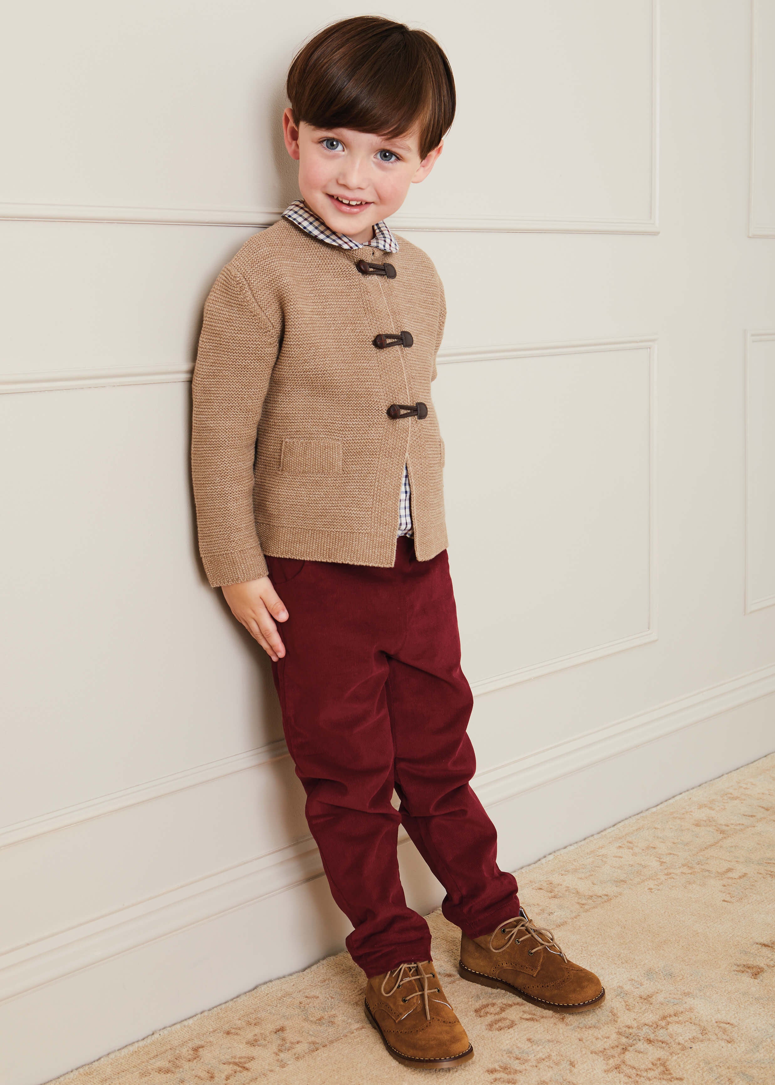 Toggle Fastening Knitted Cardigan in Oatmeal (12-10yrs) Knitwear from Pepa London US