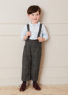 Herringbone Trousers With Braces in Grey (18mths-3yrs) Trousers  from Pepa London US