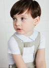 Thin Stripe Button Detail Shorts With Braces in Green (18mths-3yrs) Shorts  from Pepa London US