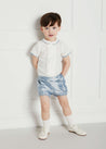 Baby Boy Celebration Blue Silk Bloomers and Linen Shirt Set (12mths-4yrs) Sets from Pepa London US