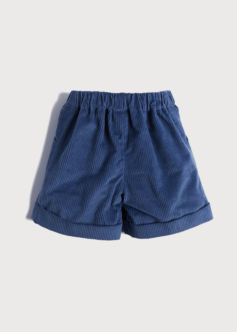 Corduroy Elasticated Waist Shorts in Blue (18mths-3yrs) SHORTS from Pepa London US