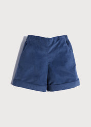 Corduroy Elasticated Waist Shorts in Blue (18mths-3yrs) SHORTS from Pepa London US