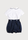 Peter Pan Collar Hand Smocked Set in Navy (6mths-2yrs) Sets  from Pepa London US