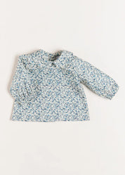 Evelyn Floral Long Sleeve Blouse in Blue (1-6mths) BLOUSES from Pepa London US