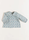 Evelyn Floral Long Sleeve Blouse in Blue (1-6mths) Blouses  from Pepa London US