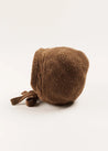 Cable Detail Knitted Bonnet in Brown (S-L) Knitted Acc  from Pepa London US