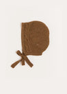 Cable Detail Knitted Bonnet in Brown (S-L) Knitted Acc from Pepa London US