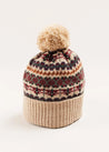 Fair Isle Knitted Hat in Camel (S-L) Accessories  from Pepa London US