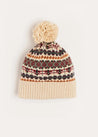 Fair Isle Knitted Hat in Camel (S-L) Accessories  from Pepa London US