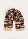 Fair Isle Knitted Scarf in Camel Accessories  from Pepa London US