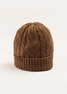 Cable Detail Knitted Hat in Brown (S-L) Accessories  from Pepa London US