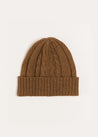 Cable Detail Knitted Hat in Brown (S-L) Accessories  from Pepa London US