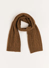 Cable Detail Knitted Scarf in Brown Accessories  from Pepa London US