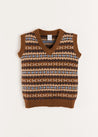 All Over Fair Isle Vest in Camel (4-10yrs) Coats  from Pepa London US