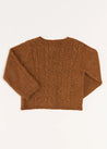 Cable Cardigan in Brown (6mths-3yrs) Knitwear  from Pepa London