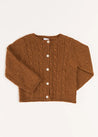 Cable Cardigan in Brown (6mths-3yrs) Knitwear from Pepa London US