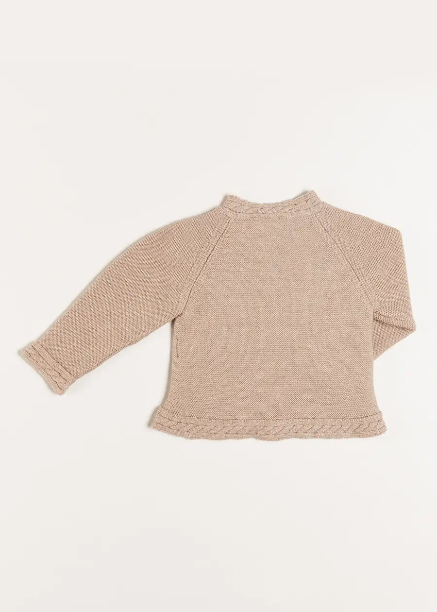 Cable Detail Cardigan in Beige (6mths-3yrs) Knitwear from Pepa London US