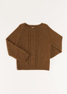 Chunky Cable Knit Crew Neck Jumper in Brown (4-10yrs) Knitwear  from Pepa London