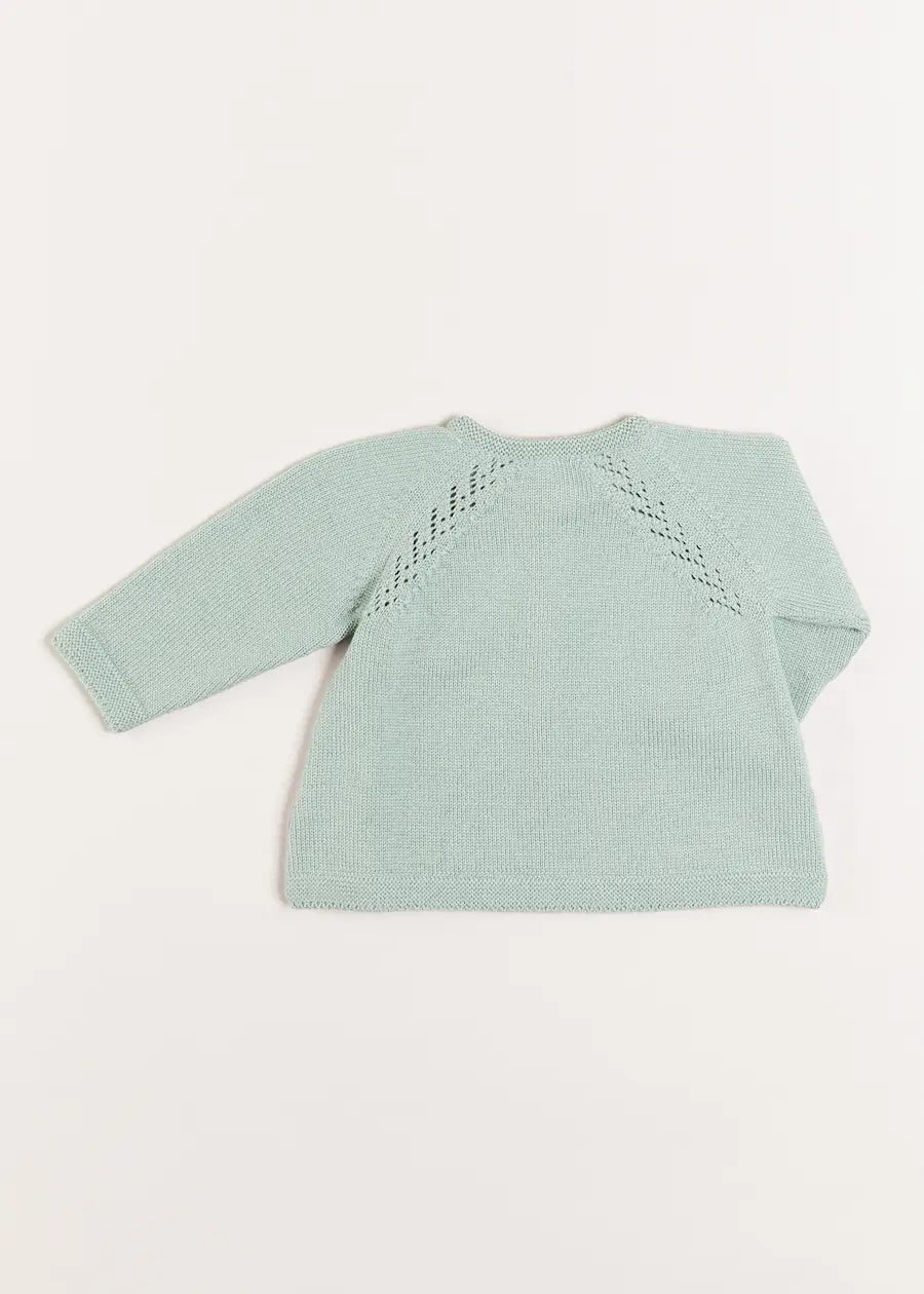 Two Button Baby Cardigan in Green (1-9mths) Knitwear from Pepa London US