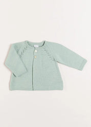 Two Button Baby Cardigan in Green (1-9mths) Knitwear from Pepa London US